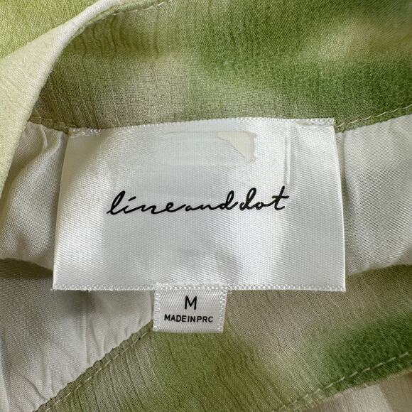 Line & Dot Palm Lime Tiered Tie Shoulder Sleeveless Maxi Dress Womens Med - Picture 12 of 13